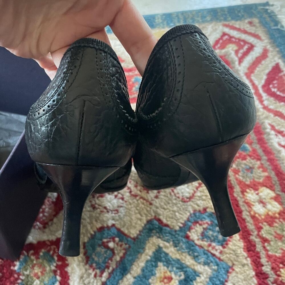 Prada 2003 archival low heel square toe pumps brogue heels leather shoes 38 - Picture 12 of 15